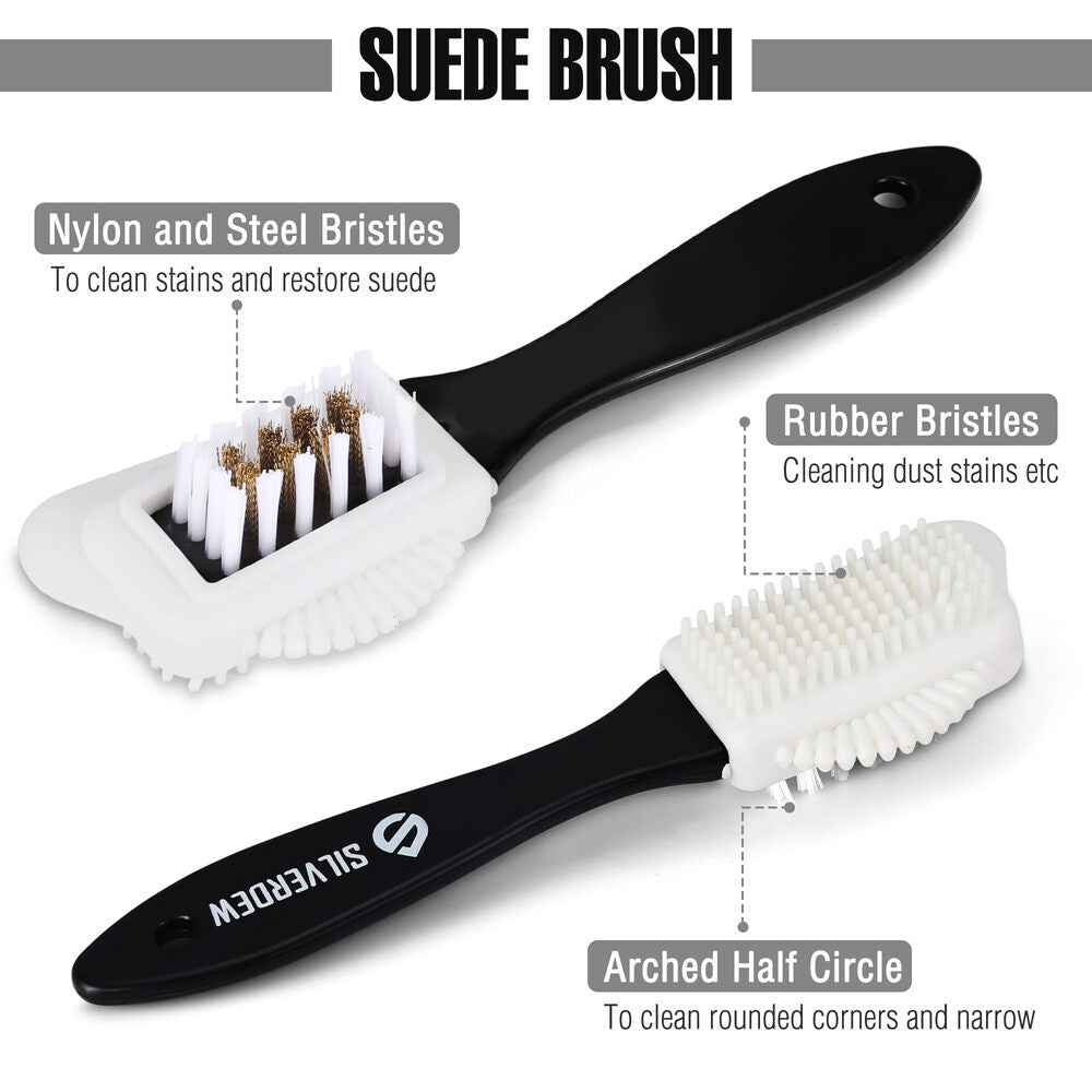 7PIECE Shoe Cleaning Kit w/2 Bottles & 2 Brushes & Deodorizer Protector