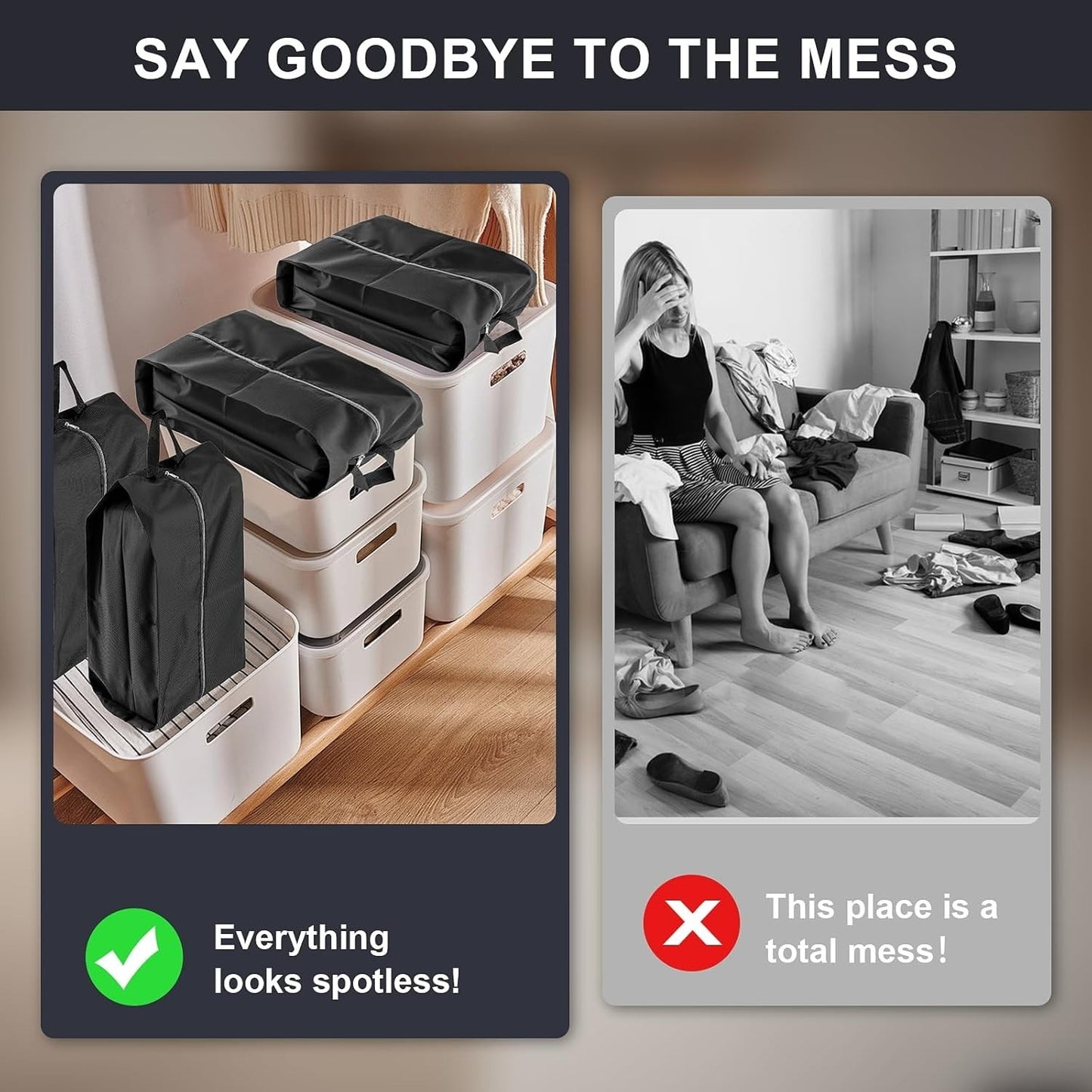 4 Pack Extra Durable Travel Shoe Bags for Storage and Pack