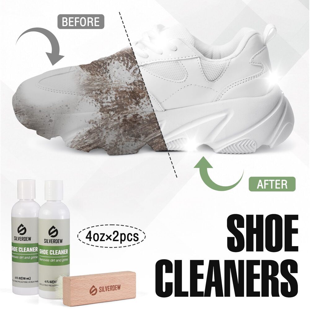 7PIECE Shoe Cleaning Kit w/2 Bottles & 2 Brushes & Deodorizer Protector